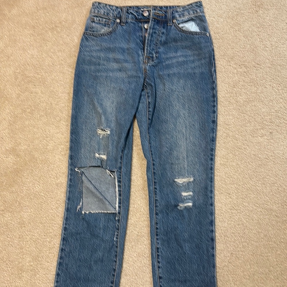 Ripped Blue Boyfriend Jeans